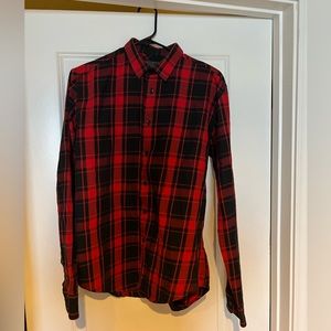 Zara Man Red & Black Plaid Shirt
